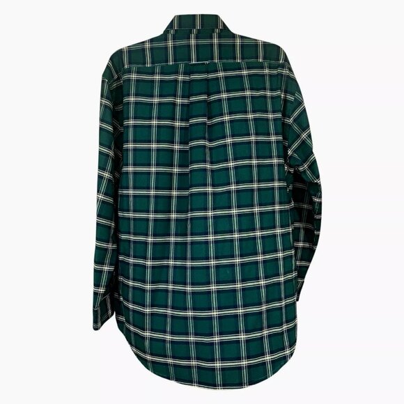 Towncraft Mens Wrinkle-free Long Sleeve Button down Shirt Green Plaid Size L - Picture 2 of 6